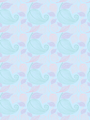 Leaf tropical seamless pattern line art element abstract.Leaves botanical hand drawn pastel color vector background.Foliage outlines flat style autumn illustration.Design for print,textile,wrap,paper.