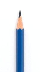 Blue pencil point, close-up, white background, art supply