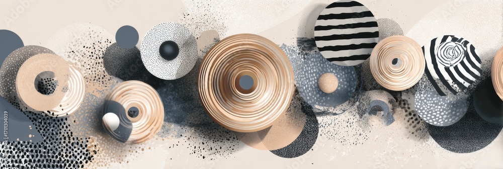 Aufkleber colorful abstract design featuring patterned circles in varying sizes on a smooth background
