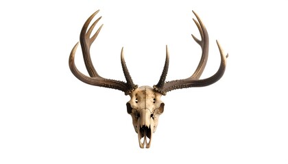 Deer skull antlers, studio, white background, wildlife