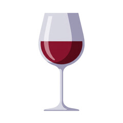 Elegant Flat Design of Red Wine Glass with Subtle Embossed Effect on Gradient Background