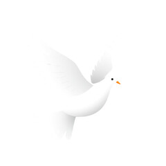 Minimalist White Dove with an Orange Glow, Symbolizing Peace and Hope, Flying in a Serene White Background