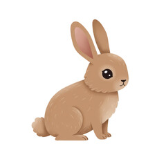 Cute Brown Rabbit Illustration in a Flat Design Style, Embedded into a Soft Brown Background