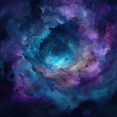 Digital Illustration Of Colorful Nebulae In Deep Space