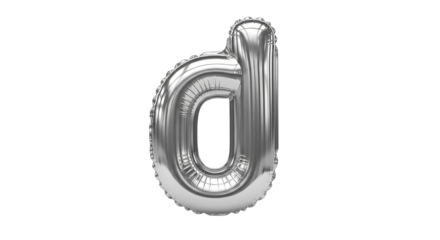Industrial metallic silver chrome metal font letter D, a 3D shiny steel machine part symbol with a gear and screw texture