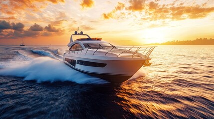 Luxury yacht sunset voyage