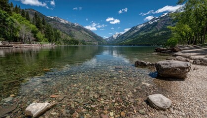 Calm Mountain Lake Scene