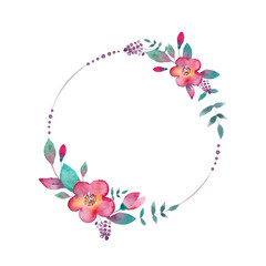 Watercolor hand-drawn flower garlands, floral patterns