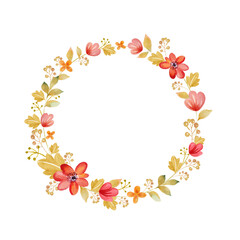 Watercolor hand-drawn flower garlands, floral patterns