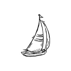 Sailboat hand drawn vector sketch icon illustration