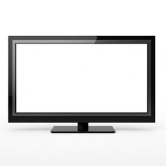 Modern Black LCD TV with Blank Screen Isolated on White Background