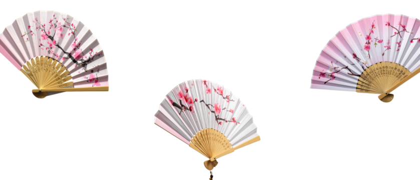Colorful illustration of a traditional Chinese fan on a white background