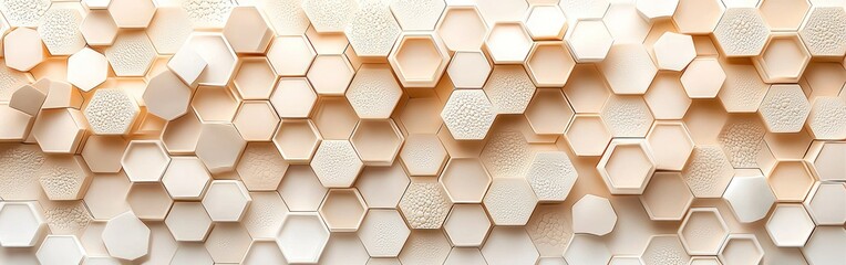 Abstract honeycomb pattern in beige, ivory, and light peach tones