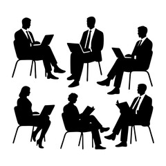 People Working on Laptops Silhouettes