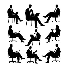 People Working on Laptops Silhouettes