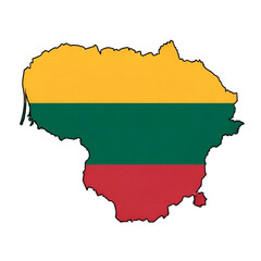 High Definition Flat Vector Map of Lithuania with National Flag Design Isolated on White Background