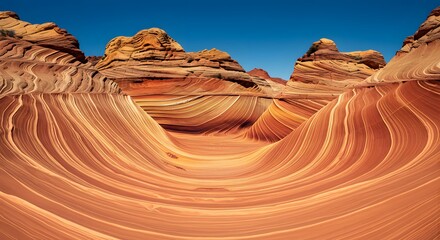 Striking sandstone formations under a clear blue sky landscape photography