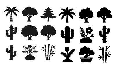  Black Silhouette Trees and Plants