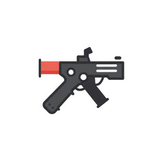 Stylized Flat Design 3d Render of a Futuristic Weapon with Red Glowing Light