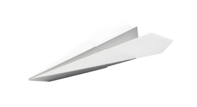 Paper airplane isolated on transparent background, a symbol of freedom and travel