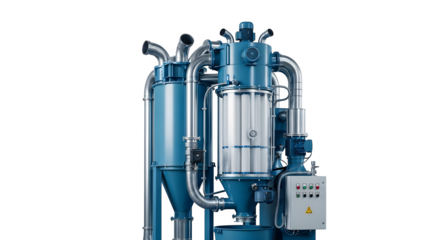 Industrial machine isolated on transparent background for manufacturing process