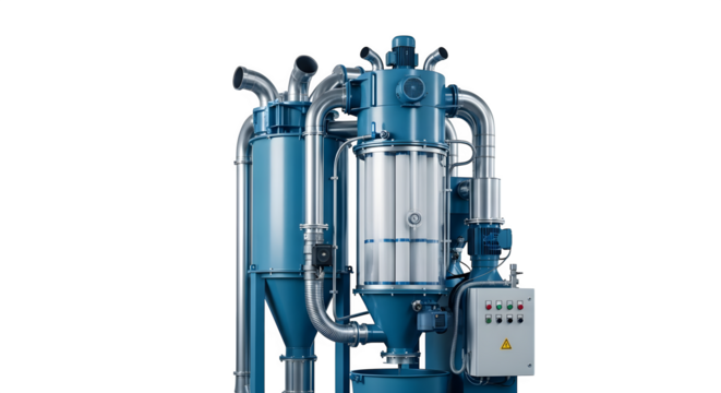 Industrial machine isolated on transparent background for manufacturing process