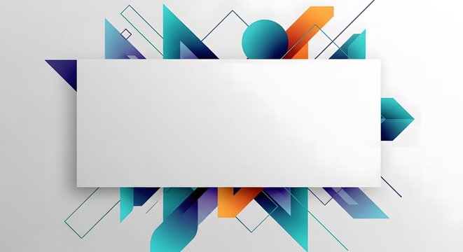 Abstract geometric background with a central white rectangle for text and graphics