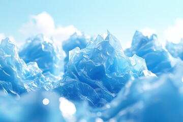 Obraz premium Blue plastic resembling peaks, horizon of sky