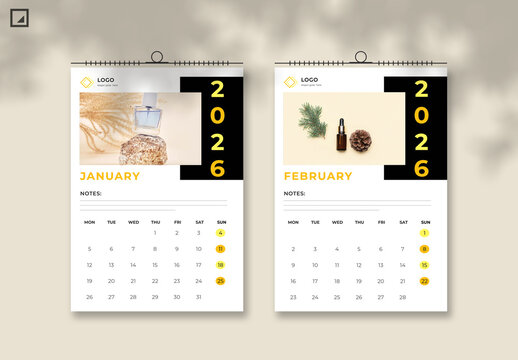 Simple 2026 Year Wall Calendar Layout