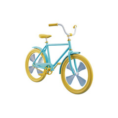 Fototapeta premium A toy bicycle with a blue frame and yellow wheels on a black background transparent background