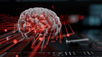 6G network infrastructure. Quantum communication. Holographic communication. Data Speed. A digital brain model with glowing data connections. - Powered by Adobe