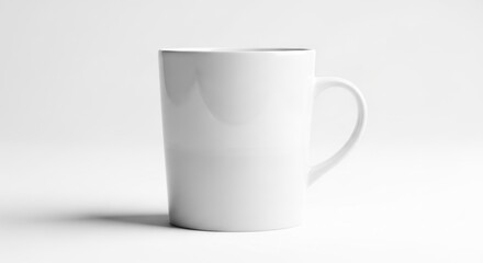 Obraz premium Clean, white, minimalist mug casting a shadow on a bright, white background