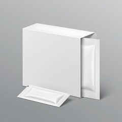 Blank White Box with Sachets Packaging Mockup