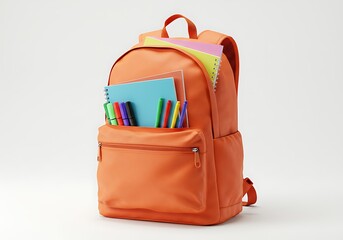 Orange Backpack with School Supplies