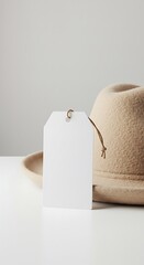 Blank Tag on Beige Hat, Mockup
