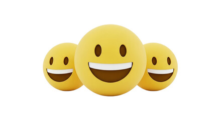 Fototapeta premium A yellow smiling emoji face icon expressing joy and happiness