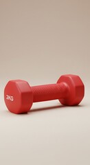 Red 2kg Hex Dumbbell, Fitness Weight, Studio Shot