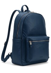 Navy Blue Leather Backpack, Side View