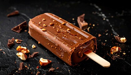 Chocolate ice pop with nuts