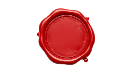 An old blank vintage red wax seal with a clipping path, isolated on white