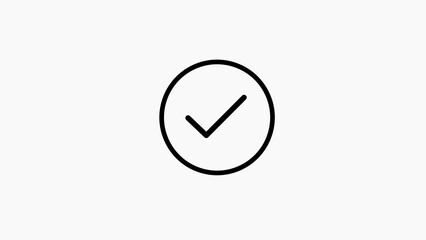 Black checkmark icon inside a circle on a white background tick symbol