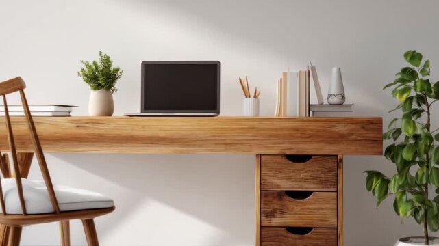 Modern wooden workspace interior