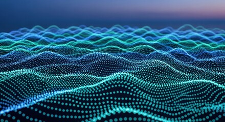 Dotted waves on a gradient blue background