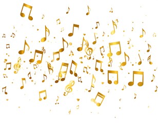 Golden musical notes falling, celebration