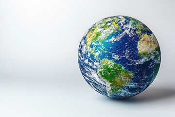 Fototapeta premium Earth globe on white. America, the Atlantic visible. Shadow, soft light