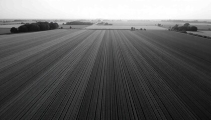 Aerial Monochromatic Agriculture Land Fields Plantation Rows Countryside Cultivation View
