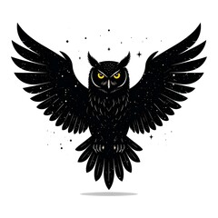 Obraz premium Majestic black owl soaring, night sky