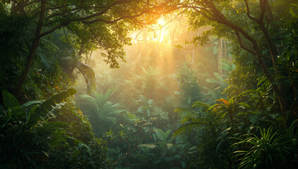 sun rays in the forest