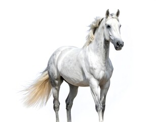 Obraz premium White horse in motion against white