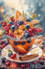 fruit salad with berries and blueberries